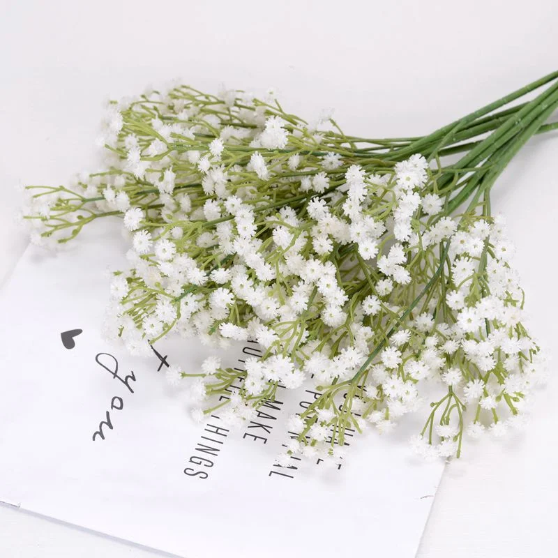 

White Artificial Babys Breath Flowers Fake Gypsophila 52cm Plastic Branch for Wedding Bridal Bouquet Home Floral Arrangement DIY