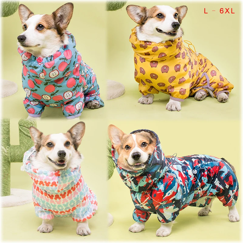 

Dog Raincoat Waterproof Jumpsuit Welsh Corgi Pet Clothing Dog Clothes Golden Retriever Rain Jacket Costume Pet Outfit Rainwear