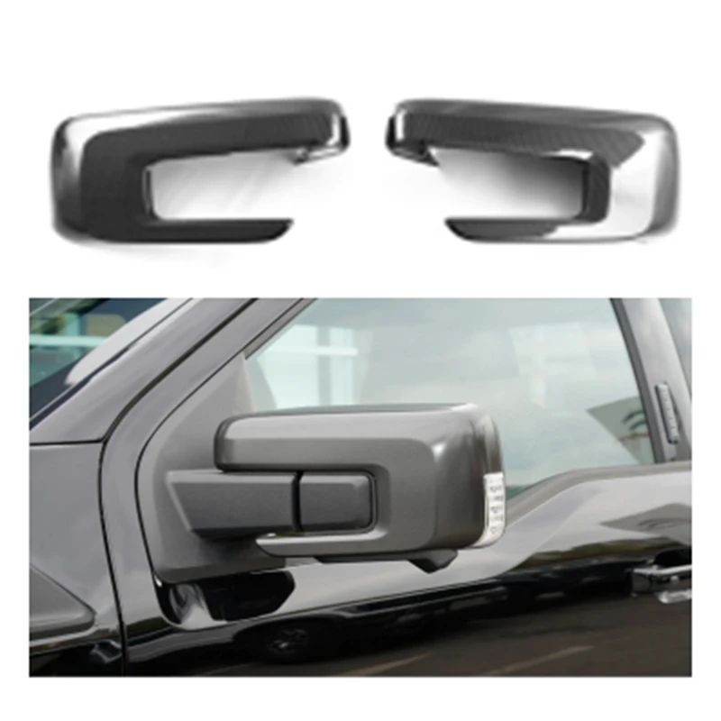 

Carbon Fiber Rearview Mirror Decorative Cover Rear View Mirror Protective Cover For Ford Raptor F150 2021 2022 2023