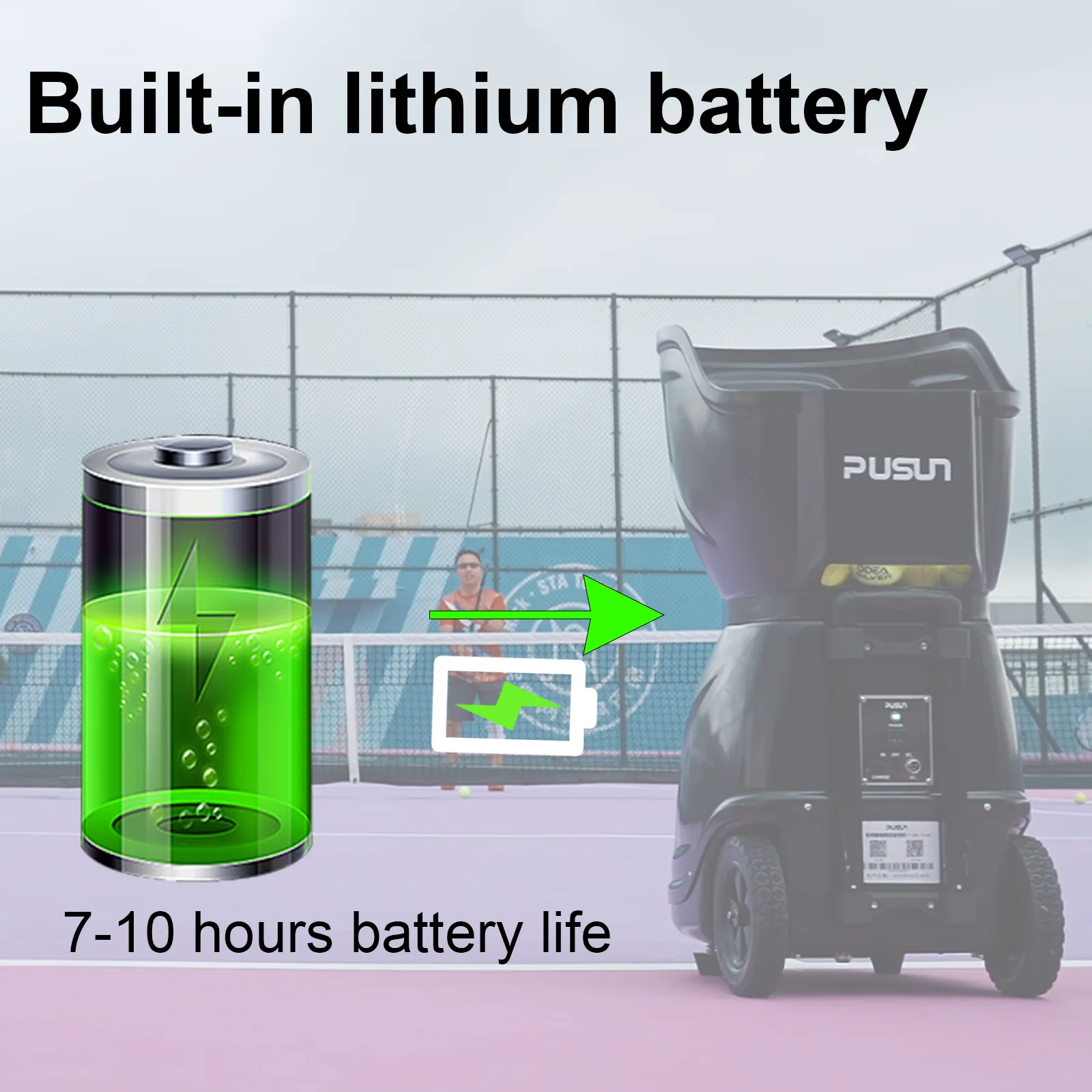 Машина для теннисных мячей Pusun стандартное интеллектуальное оборудование