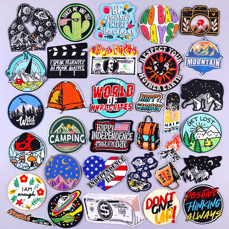 

Outdoor Patch Adventure Embroidered Patches On Clothes Letter Stripes Patch Iron On Patches For Clothing Stickers Sewing Badges