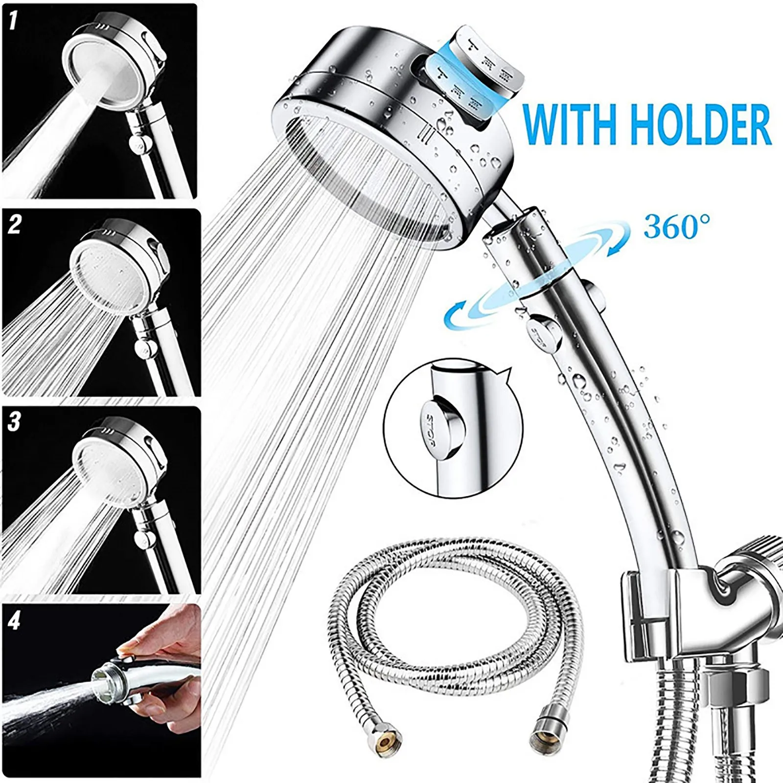 

Held Head Detachable Heads Showerhead Pressure Replacement Hand Adjustable Set Shower With Handheld Shower Hose And Head for Tub