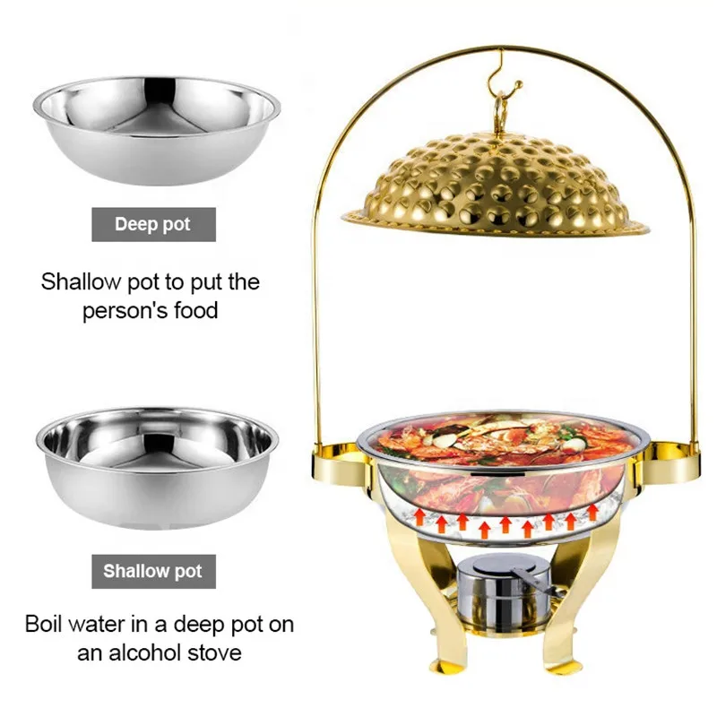 Оптовая продажа подогреватель блюд в форме буфета из нержавеющей стали набор с