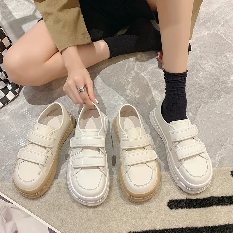 Женские Текстильные кроссовки на платформе Белые Повседневные холщовые туфли