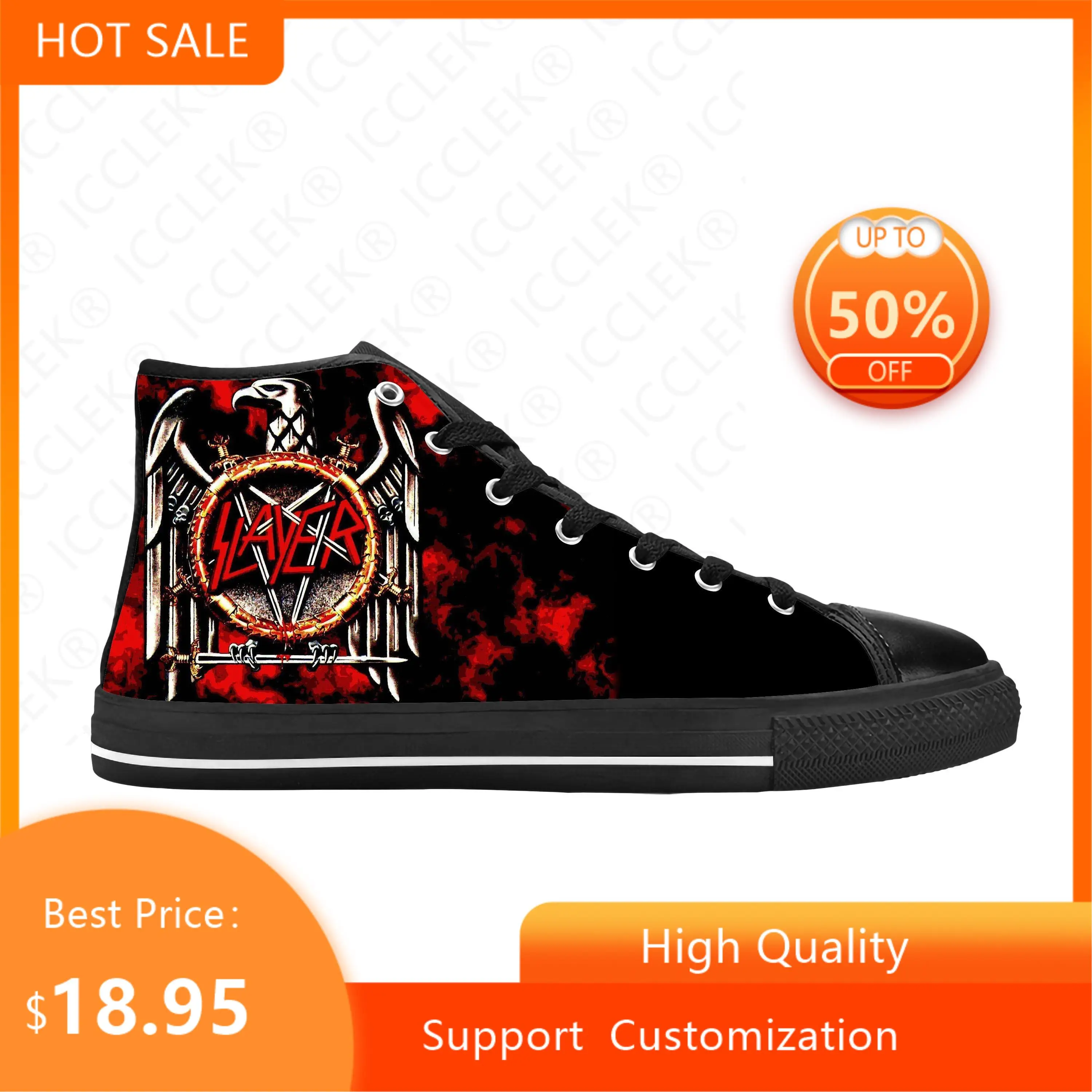 

Heavy Metal Band Rock Music Singer Slayer Horror Casual Cloth Shoes High Top Comfortable Breathable 3D Print Men Women Sneakers