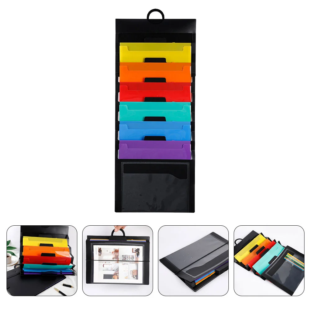 

File Folder Portable Waterproof Holder Wall Mounted Teacher Supplies Suspensible Bag Document Organizer Primary School Pocket