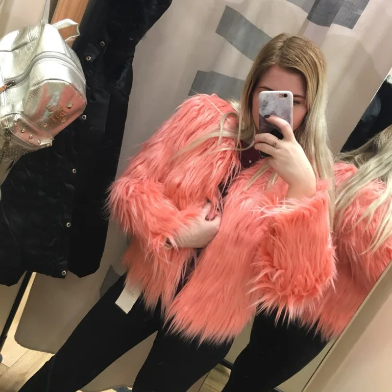 Solid Short Long Sleeves Fur Coats Elegant 2022 Winter Washed Wool Lamb Imitation Women Coat Fluffy Casacos De Inverno Feminino