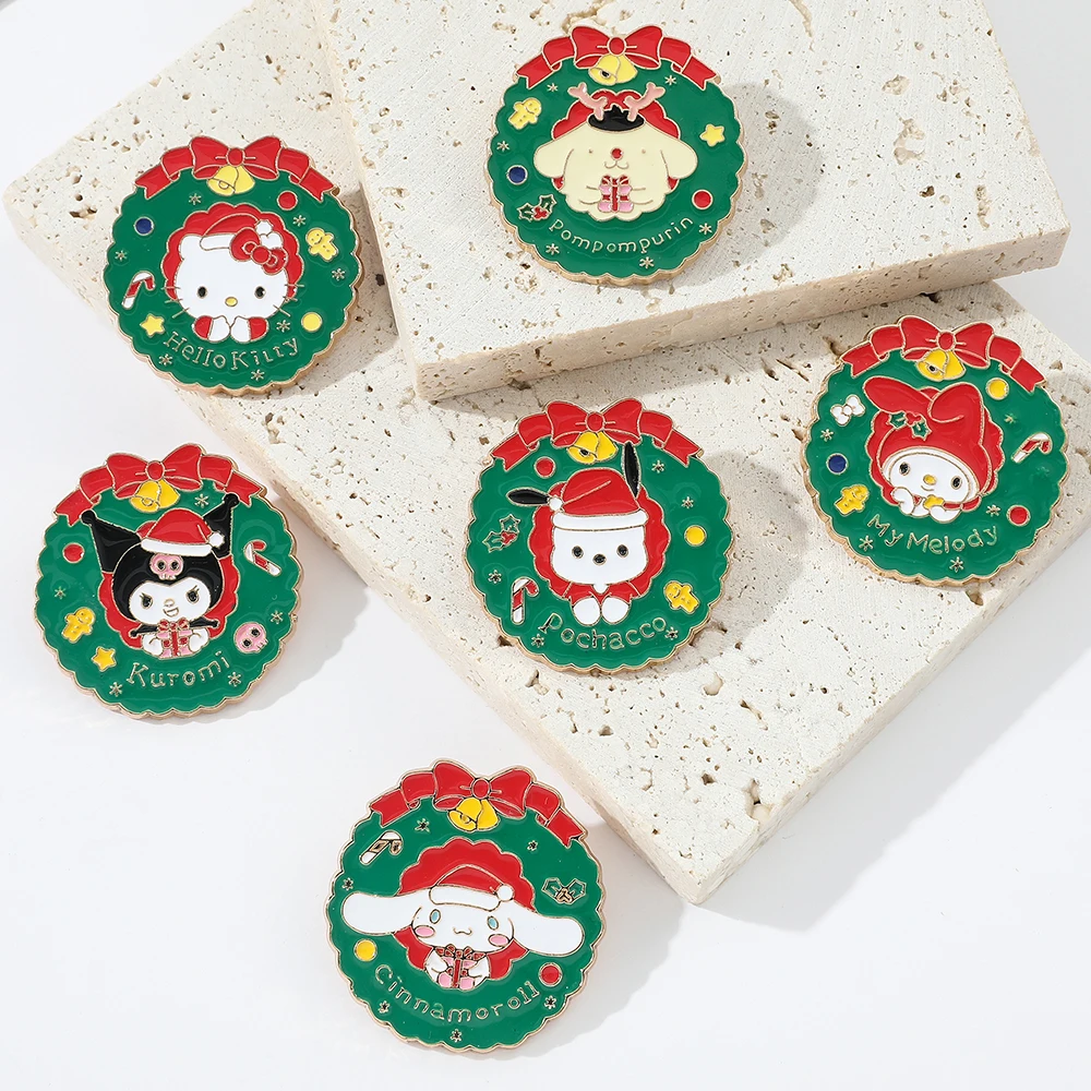 

Kawaii Sanrio Christmas Series Hellokittyed Kuromi Badge Metal Brooch Children Cute Bag Clothes Pendant Girls Trinkets Gift