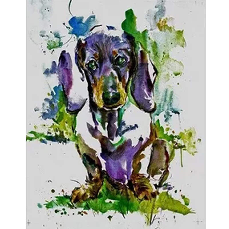 

Полная квадратная картина из страз такса, вышивка крестиком, мозаика из страз, милое домашнее животное, фотография искусства