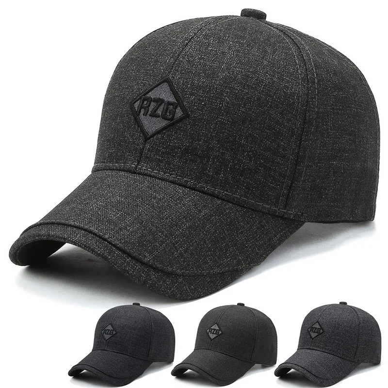 

GQILYYBZ men's hat tide spring and autumn cap simple leisure outdoor sun hat middle-aged and elderly embroidered baseball cap