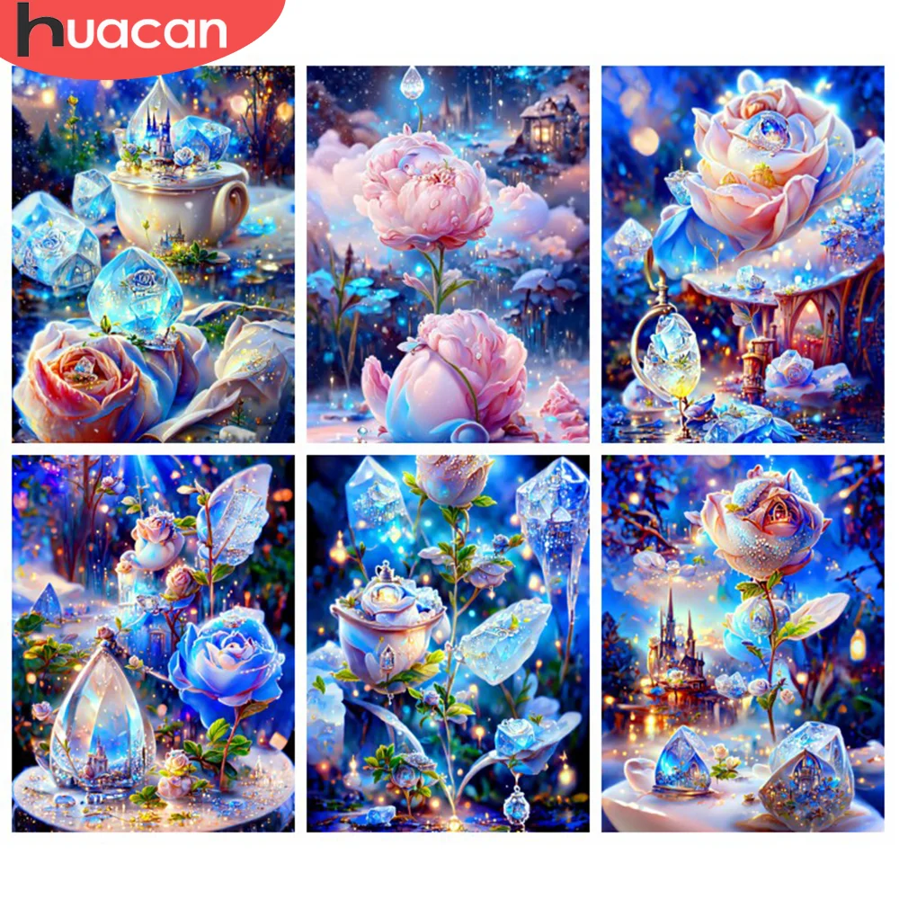 

Алмазная живопись HUACAN, мозаика, синяя Роза, алмазная вышивка, вышивка крестиком, фантазия, цветок, 5d, «сделай сам», домашний декор