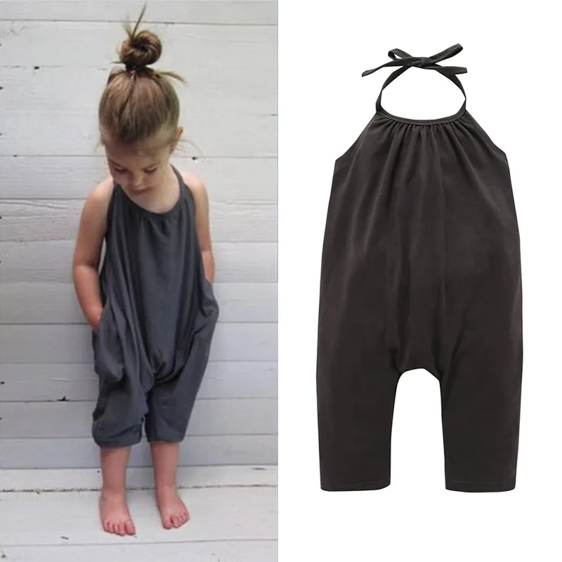 

Sunner New Design Baby Clothes Girl Set Kids Fashion Sling Summer Jumpsuit Black Harem Pants Trousers For Girls