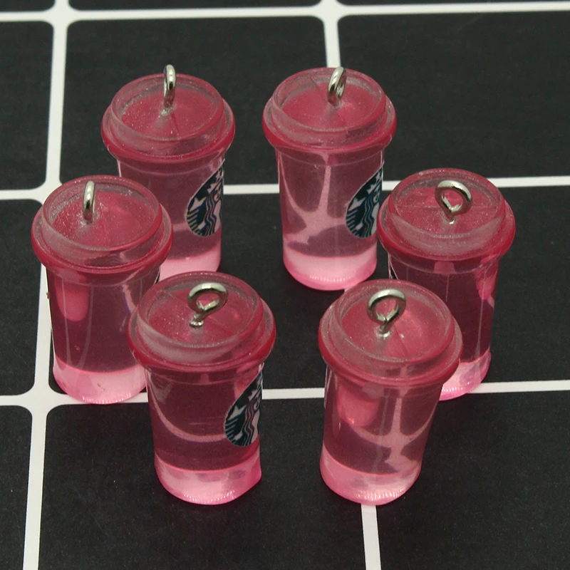 

10pcs/Pack Popular Mini Coffee Cup Resin Charms Micro 3d Coffee Drink Bottle Pendants For Earring Keychain Diy Jewelry Accessory