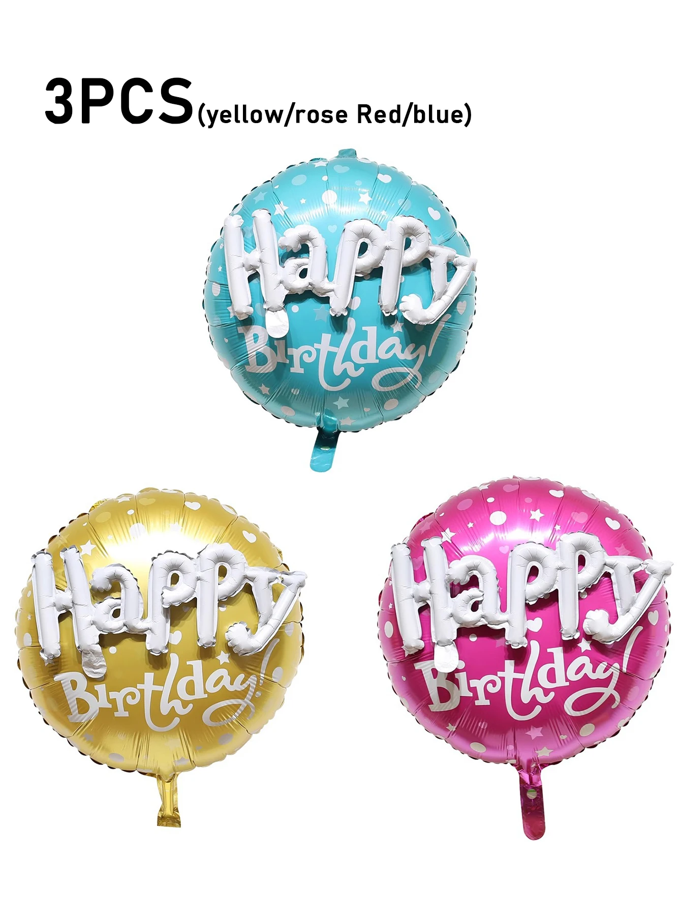 

Воздушные шары из алюминиевой пленки с надписью «happy birthday», 22 дюйма, 3 шт.