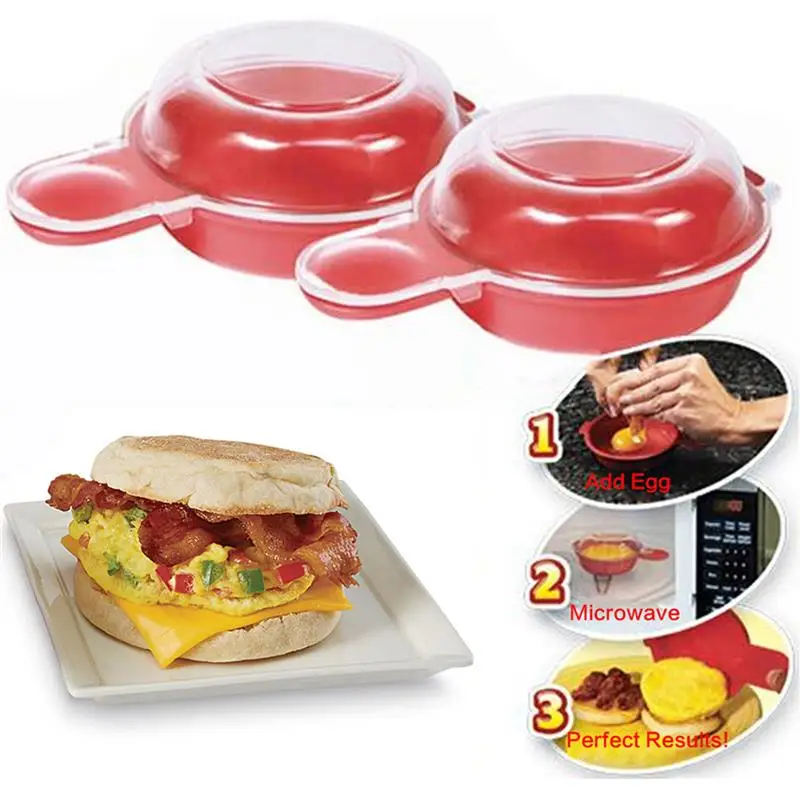 

2Pcs/Set Easily Eggwich Cooking Tool Microwave Cheese Eggs Cooker 1 Minute Fast Eggs Hamburg Omelet Maker Kitchen Cooking Tool