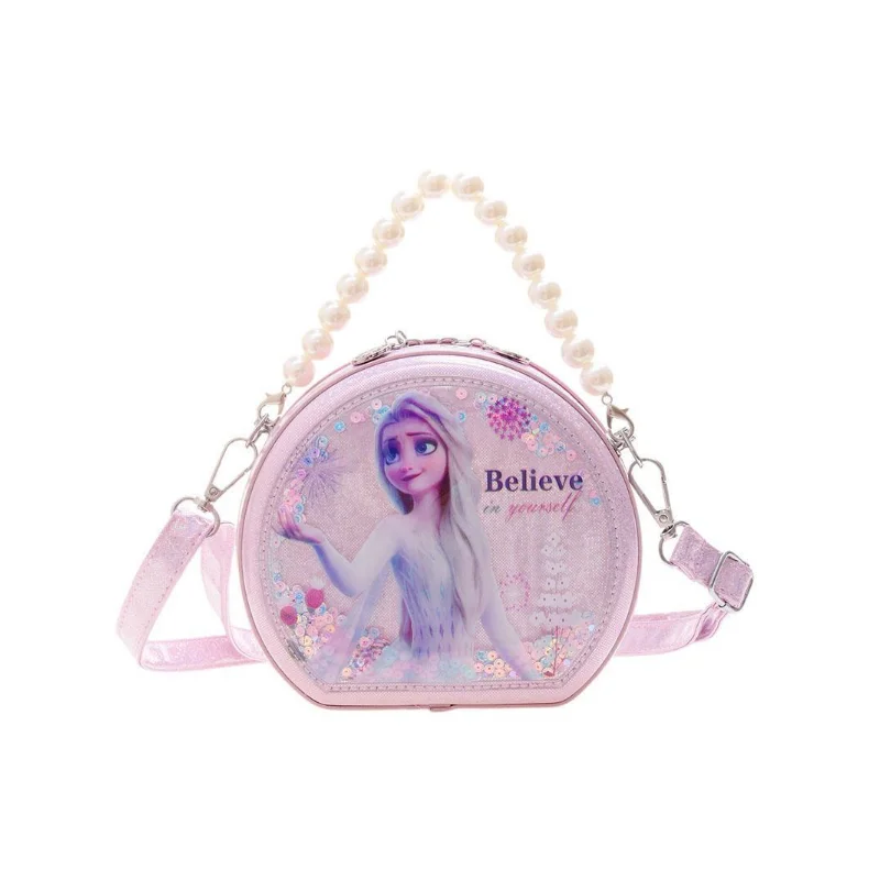 Disney Girl's Bag Frozen Shoulder Bag with Strap Pearl Handle Waterproof Portable Large Capacity Tote for Children's Birthday
