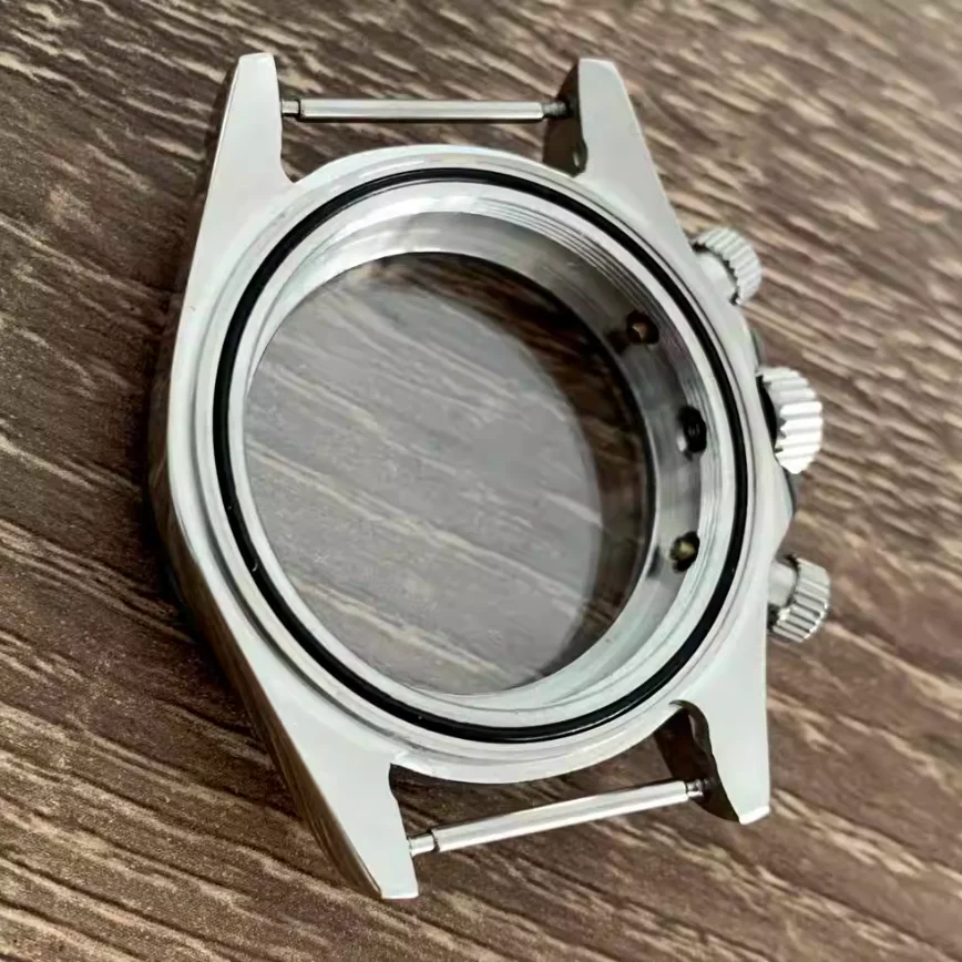 Watch Case 39MM PVD Plated Black Gold Case Steel Sapphire Glass Strap Suitable for VK63 Movement Watch Accessories