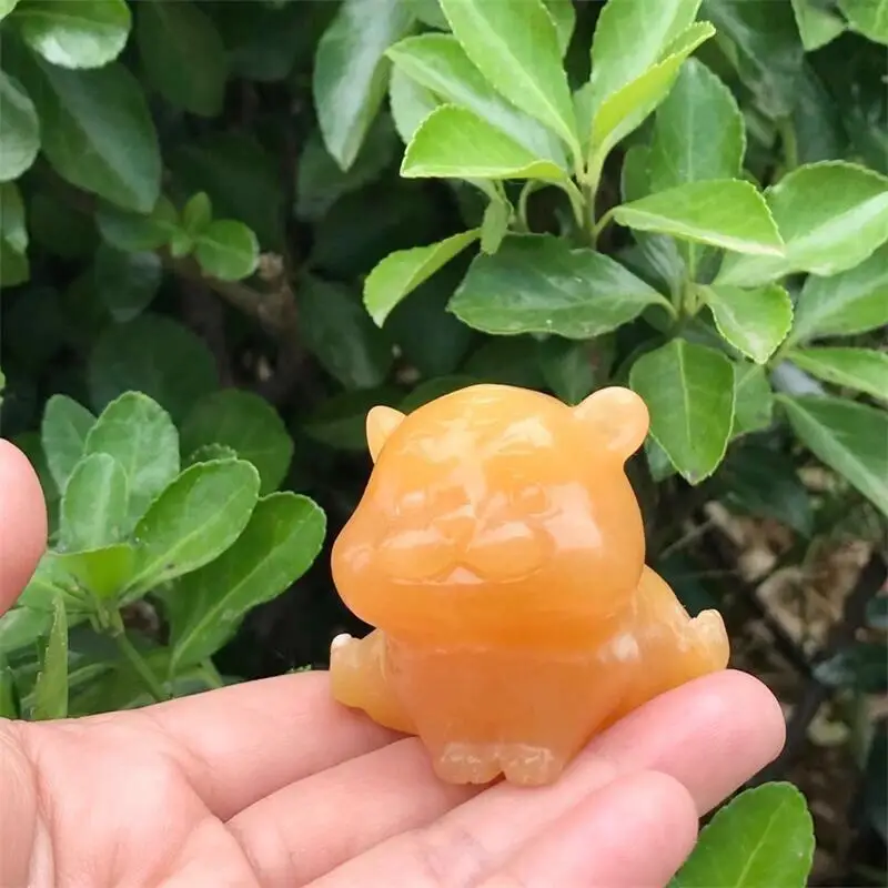 Фигурка из натурального камня Хрустальный оранжевый кальцит мультяшный тигр