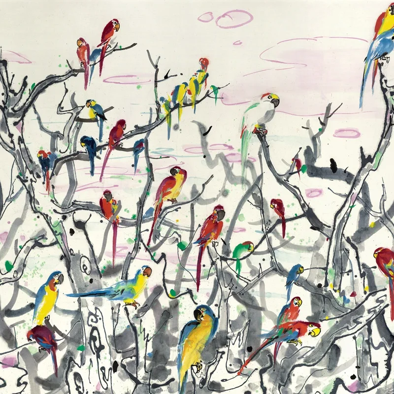 Мастер современного искусства у гунчжун попугай Рай китайская живопись гунби