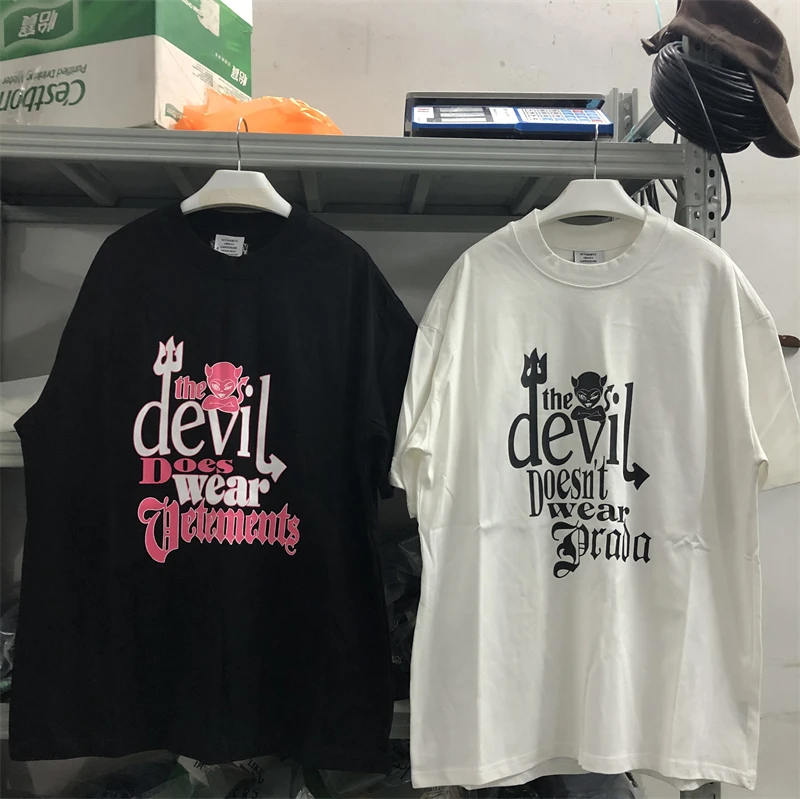 

New Devil Does Vetements T-Shirt Men Women 1:1 Best Quality Oversize Black White T Shirt Tops Tee gym