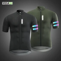 wosawe reflective mens cycling jersey bike short sleeve t shirts with 3 rear pockets moisture wicking breathable quick drying