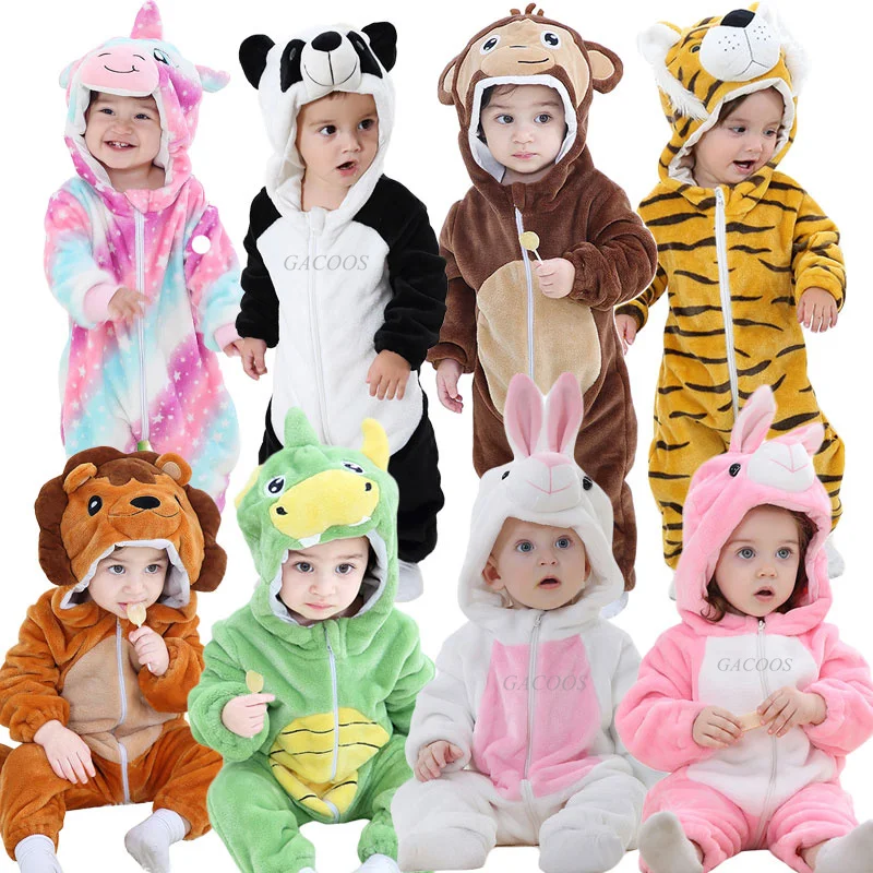 

Kigurumi Pajamas for Children Animal Panda Unicorn Tiger Onesie Kids Baby Jumpsuit Winter Costume Flannel for Girl Boy Ropa Bebe