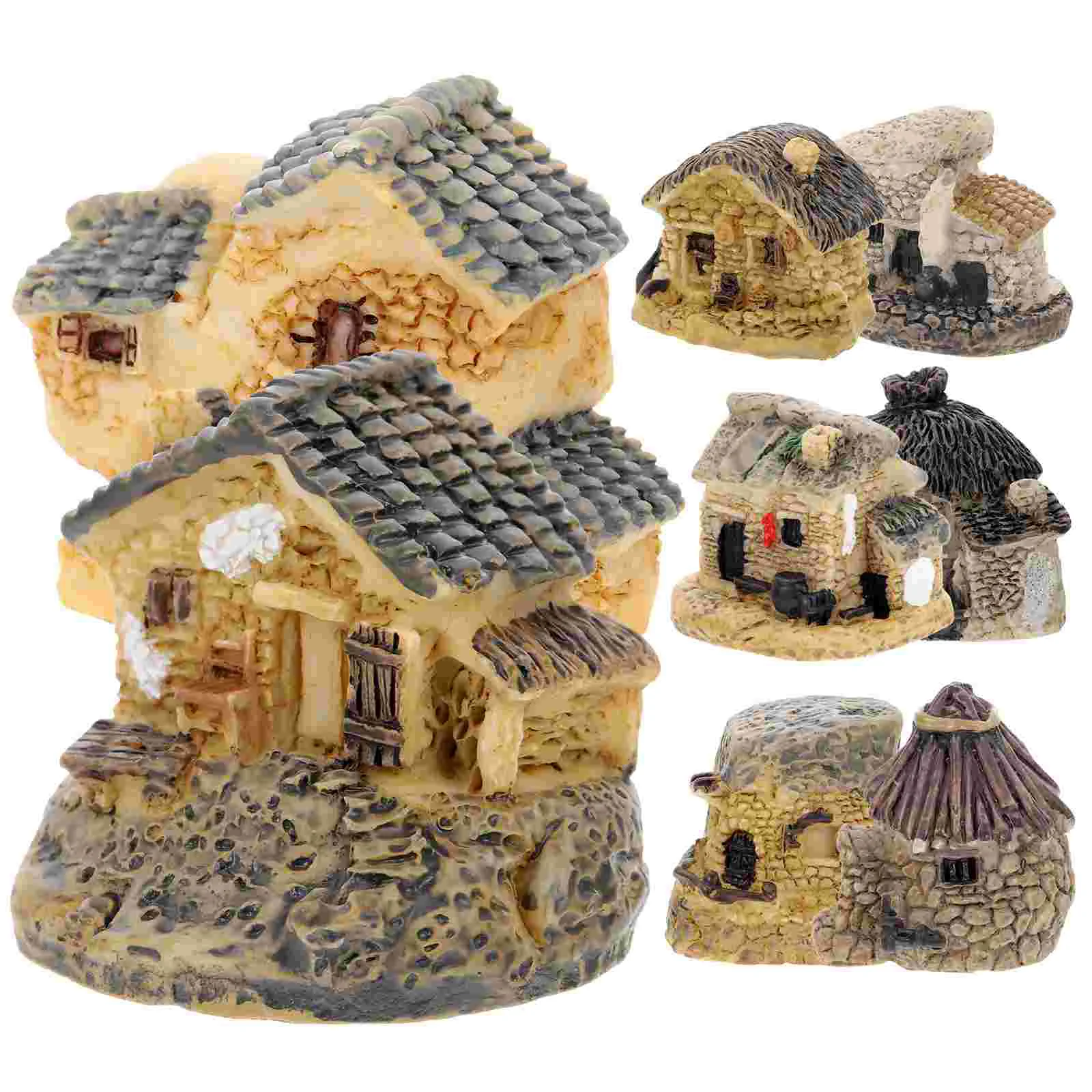 

House Fairy Village Miniature Mini Garden Resin Landscape Ornament Cottage Micro Stone Decor Supplies Christmas Aquarium