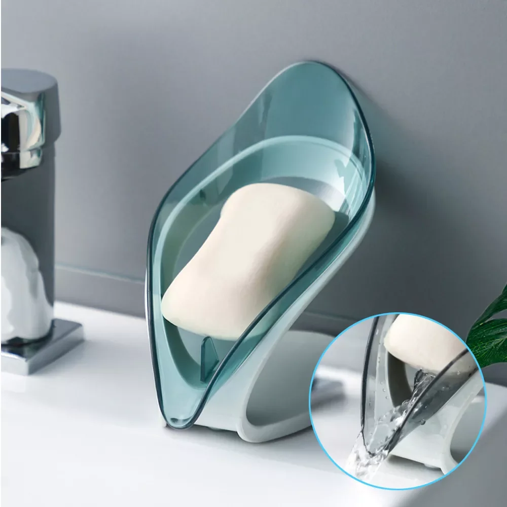 

Drain Soap Holder Box Leaf Shape Soap Box Bathroom Soap Holder Dish Storage Plate Tray Bathroom Shower Supplies Bathroom Gadgets