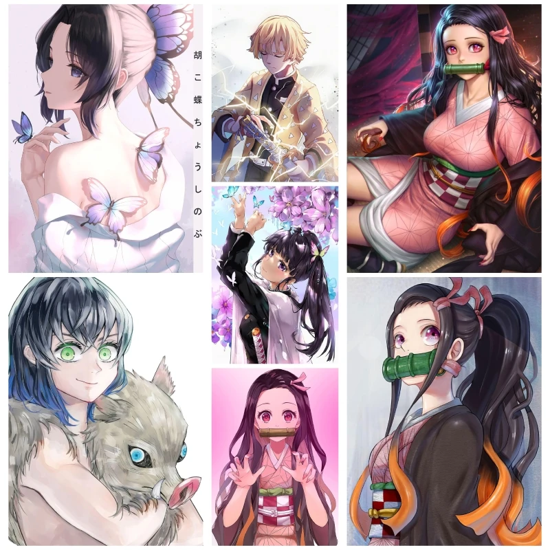 

Canvas Painting Classic Hot Blooded Anime Demon Slayer Nezuko Tanjirou Wall ArtPicture Suitable for Bedroom Halloween Decoration