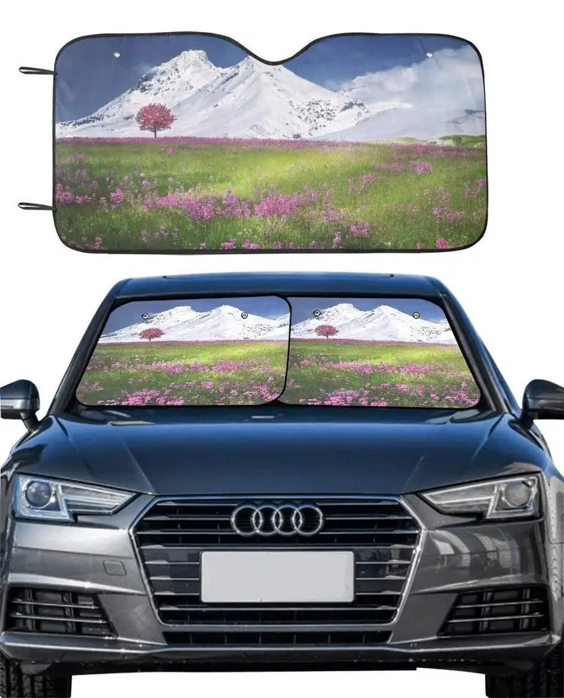 

Paisagem float pára-sol do carro proteção uv acessórios decorativo pára-sol paisagem pára-brisa capa