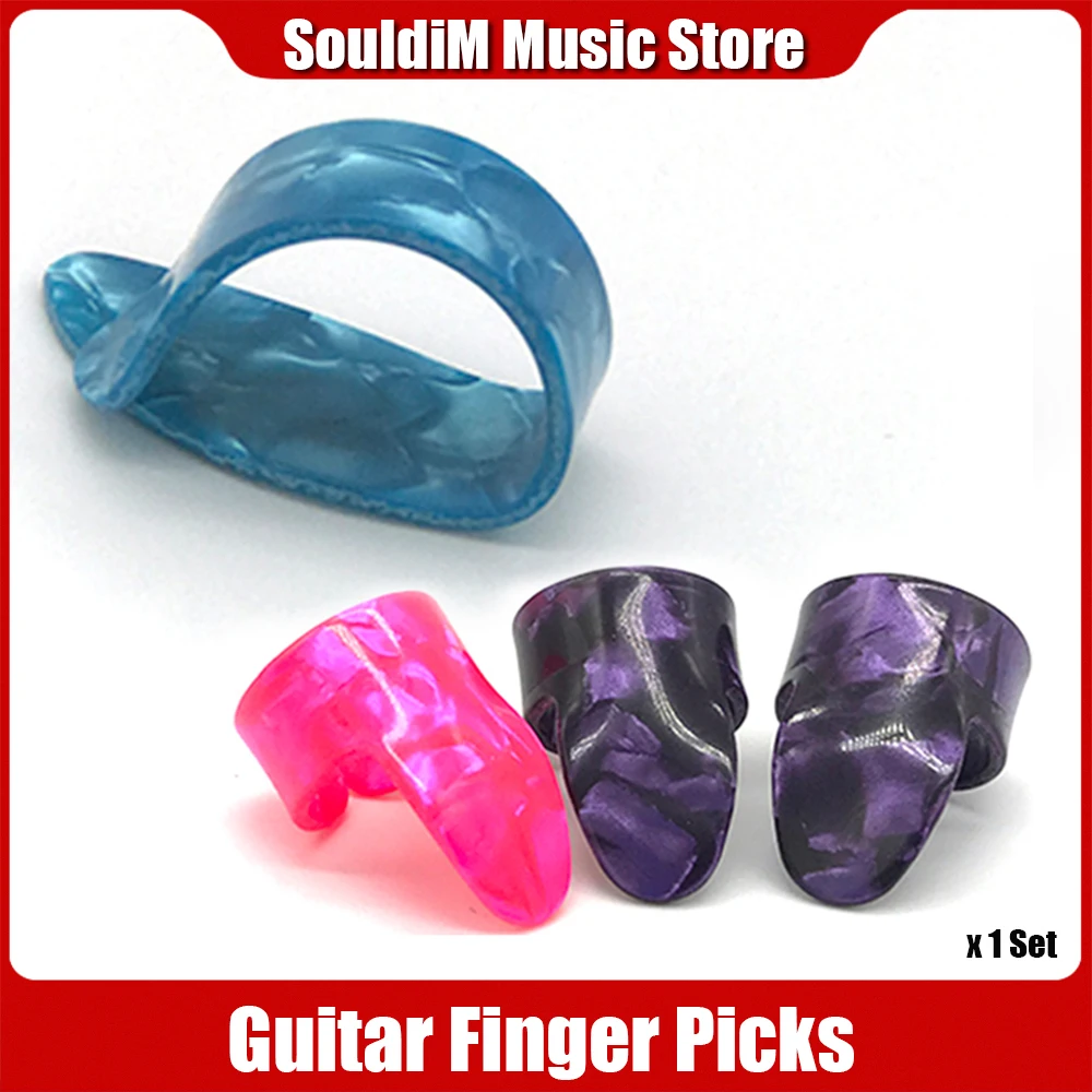 

4Pcs/set Celluloid Finger Guitar Picks Thumb and Index FingerPicks Shell Plectrum for Guitar Beginner Player Guitar Parts