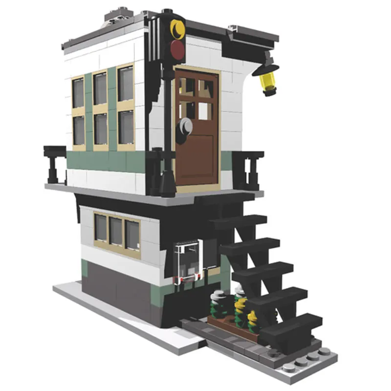 

MOC Toys Town Street Scene Railroad Tower House Building Blocks Modular Construction Block Model 31036 Bricks for child 371PCS