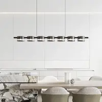 Italian Minimalist Chandelier Glass Pendant Light Modern Simple Kitchen Island Bar Nordic Style LED Creative Straight Strip Lamp