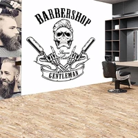 skeleton hairdresser wall sticker for barbershop decoration hair stylist gentlemens barber shop decals shaves cuts mural aa71