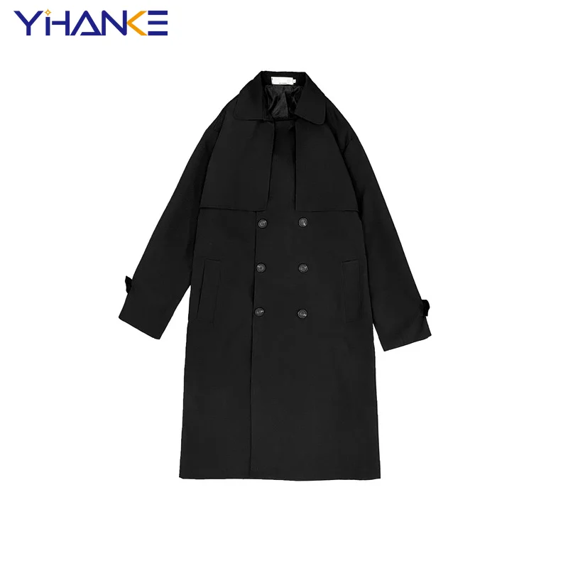 

Trench Men Design Pockets Solid Double Breasted Oversize Leisure Teens Long Coats Sashes Stylish Outwear Hombre Korean Style BF