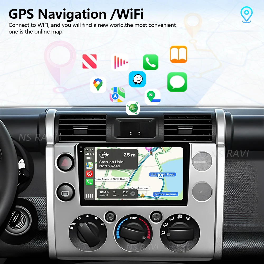 Фото Для Toyota FJ Cruiser J15 2006-2020: Мультимедийная система Carplay Auto Qualcomm DSP с Bluetooth, камерой 360° и беспроводным Android 16 на базе Snapdragon №4
