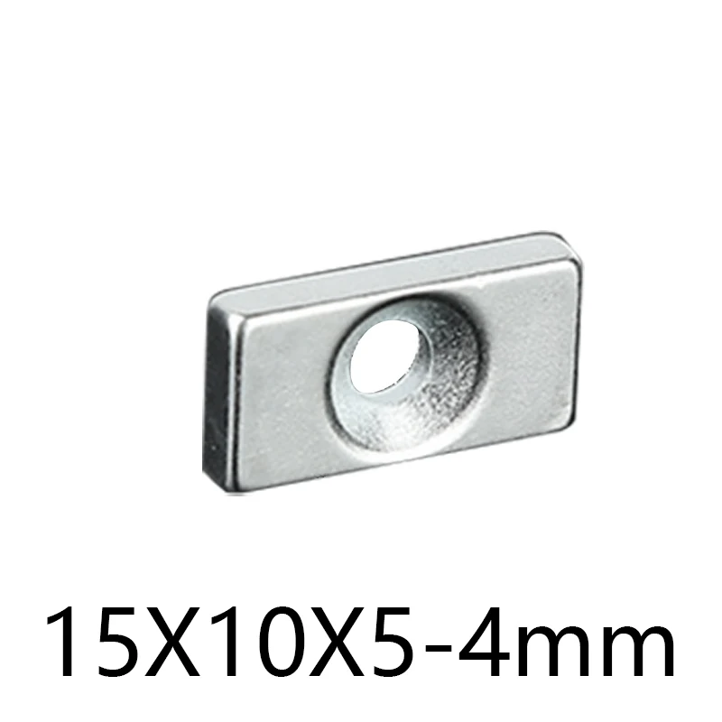 

2/5/10/20/30/50/100PCS 15x10x5-4mm Countersunk Hole 4mm Block Permanent Neodymium Magnet 15x10x5-4 Powerful Magnets 15*10*5-4