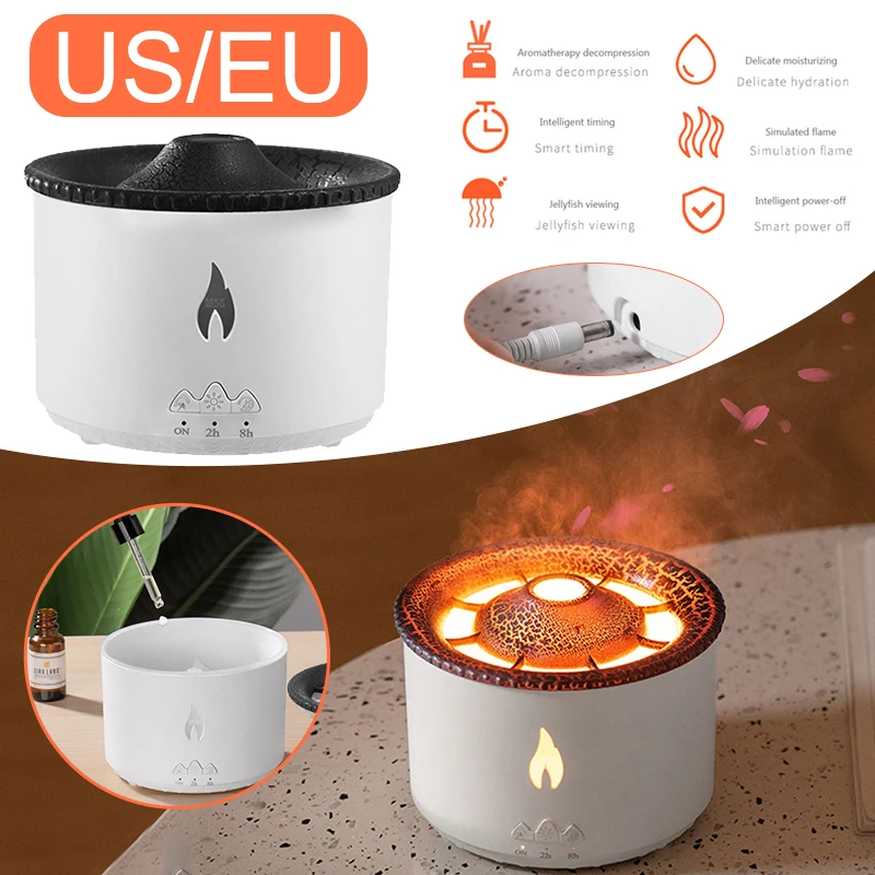 

Увлажнитель воздуха Jellyfish с эффектом пламени, Электрический аромадиффузор, лава, дизайн вулкана, диффузор с эффектом пламени, генератор тум...