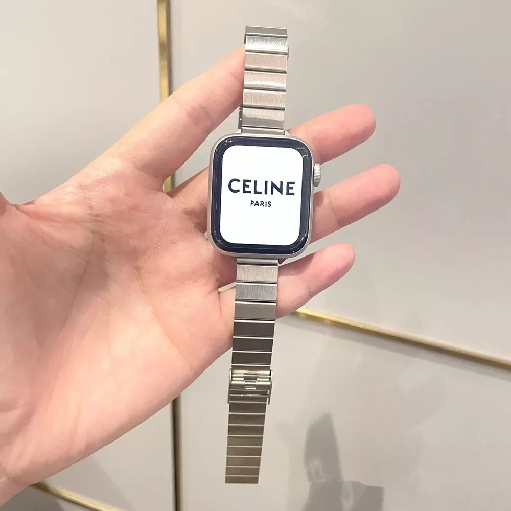 

Watchband for Apple Watch 7 41mm 45mm Band Slim Metal Link Bracelet for iWatch 6 SE 5 4 3 40mm 44mm 38mm 42mm Women Strap Correa