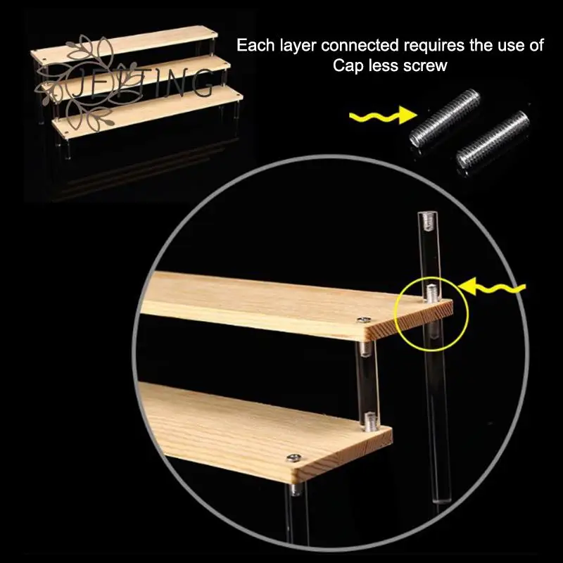 

Clear Acrylic Wood Display Stand for Figures Cupcake Cosmetic Nail Polish Jewelry for Display Riser Shelf