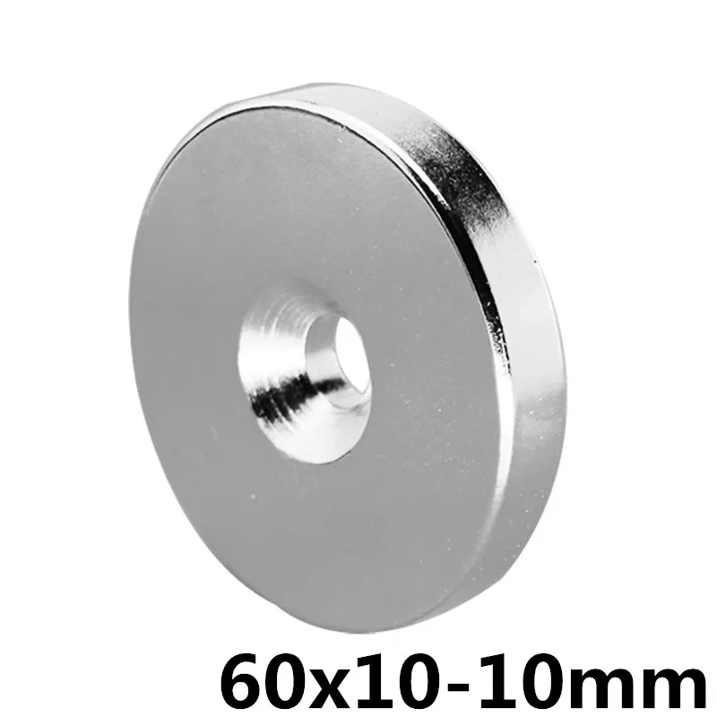 

1/2/3pcs 60x10-10mm Magnet 60x10Hole 10mm Round Neodymium 60*10-10mm Magnetic Magnets N35 magnets strong iman