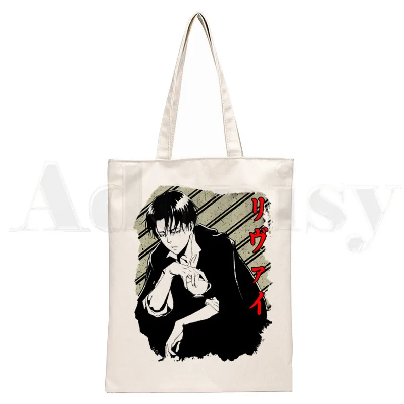 Levi Ackerman Anime Attack on Titan Levi Rivaille Handbags Shoulder Bags Casual Shopping Girls Handbag Women Elegant Canvas Bag