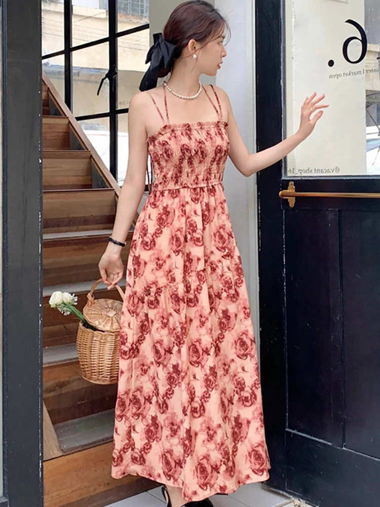 

2023 красное женское платье-макси, Модное Элегантное повседневное пляжное платье, женское облегающее роскошное платье-макси в Корейском стил...