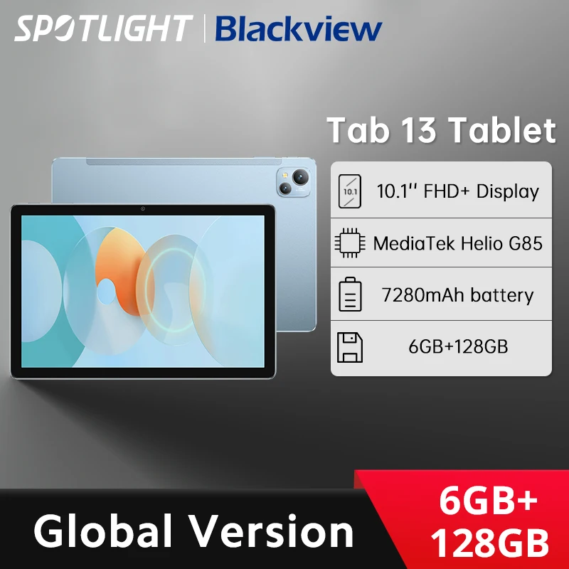 Blackview Tab 13 Tablet Pad 10.1'' FHD+ Display 6GB 128GB MTK Helio G85 Octa core PC Mode 7280mAh  13MP Camera Android 12