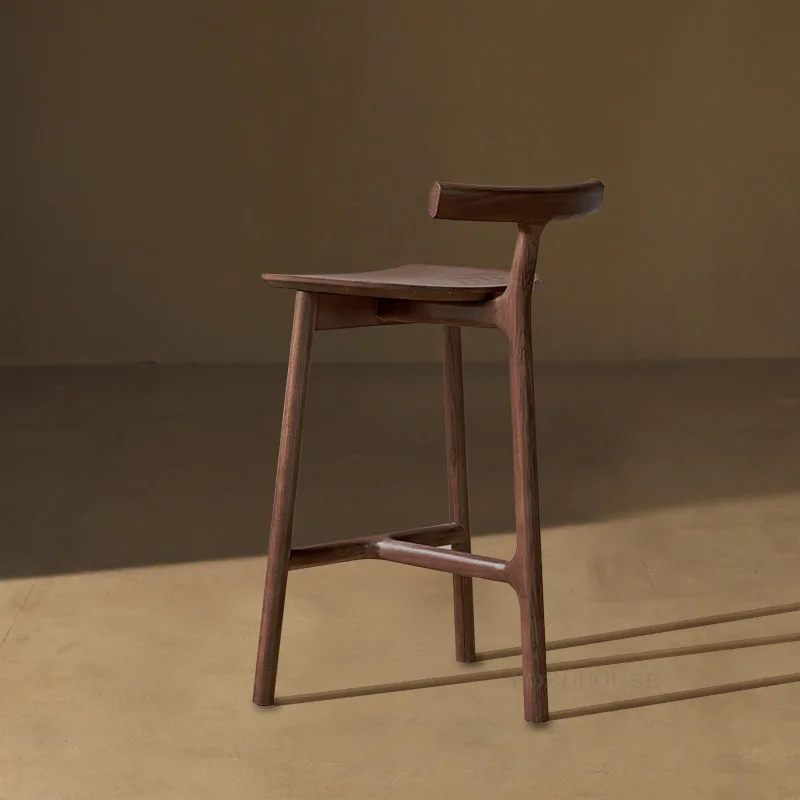 

Scandinavia Wood Bar Chairs For Home Nordic Designer Leisure High Stools Modern Bar Chair Minimalist Household Furniture HY50CT
