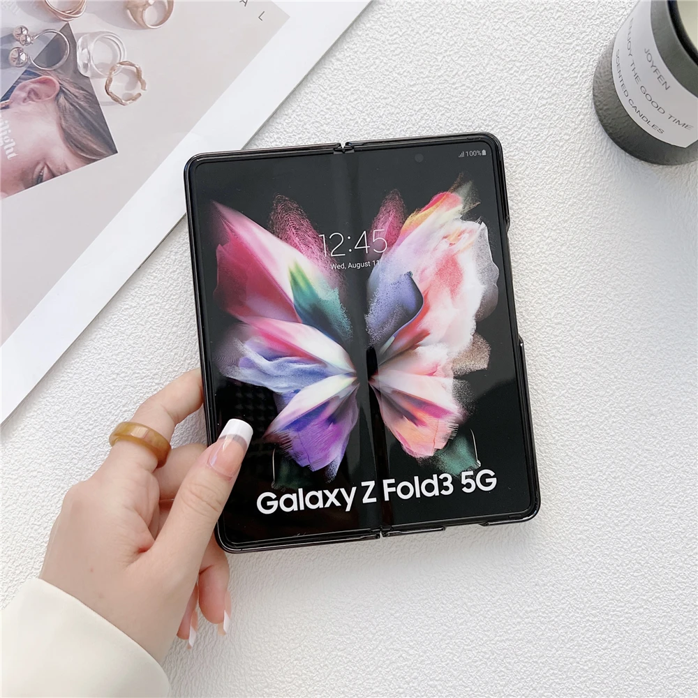 Tanie Z Fold 3 Case Glitter Diamentowa Obudowa Telefonu Samsung Z Fold 3 5G Z Uchwytem Na Pierścień ZFold3 Kamera Z Powrotem Do Galaxy Z Fold 3 Przypadki