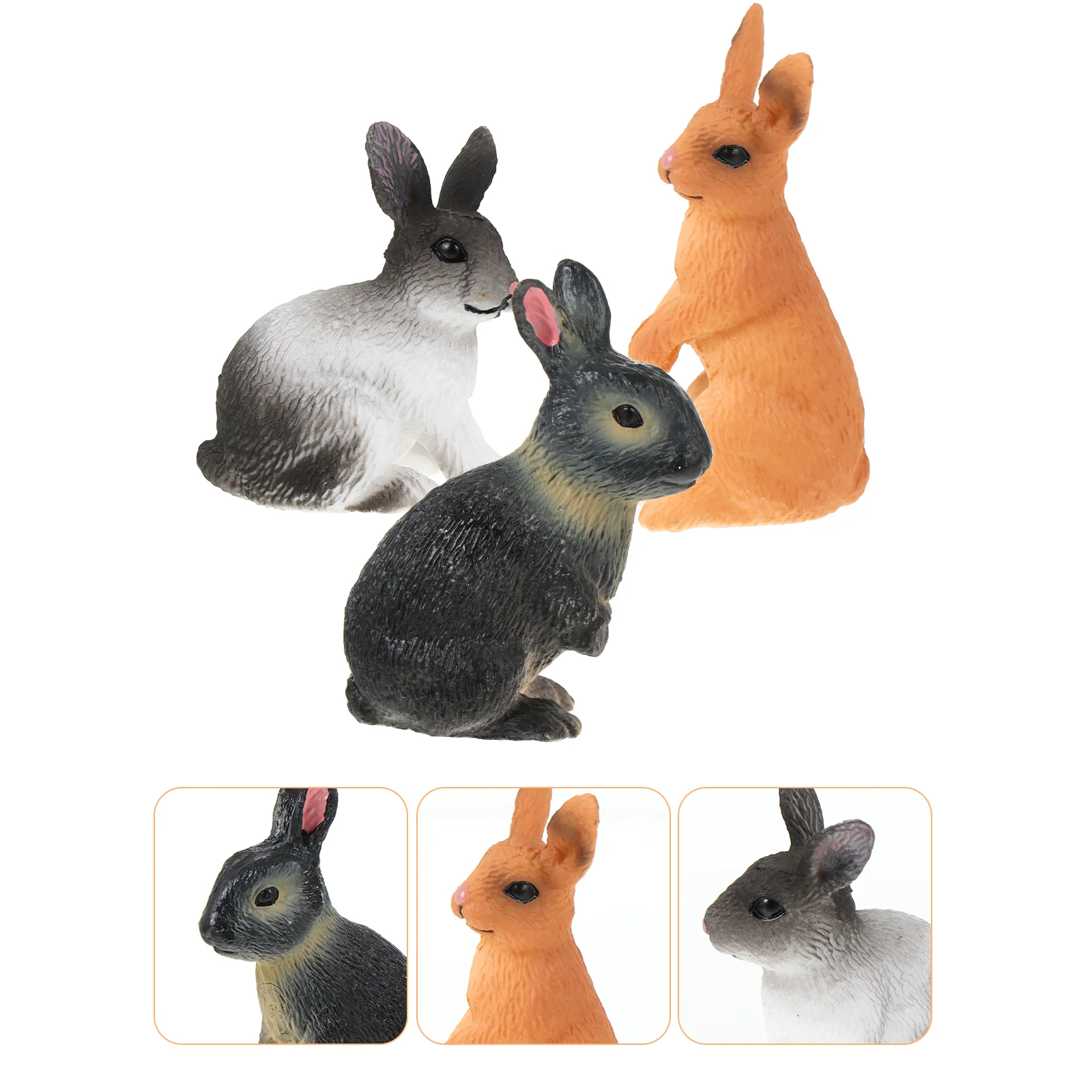 

3pcs Miniature Rabbit Figurine Statue Resin Accessories Ornaments for Cake