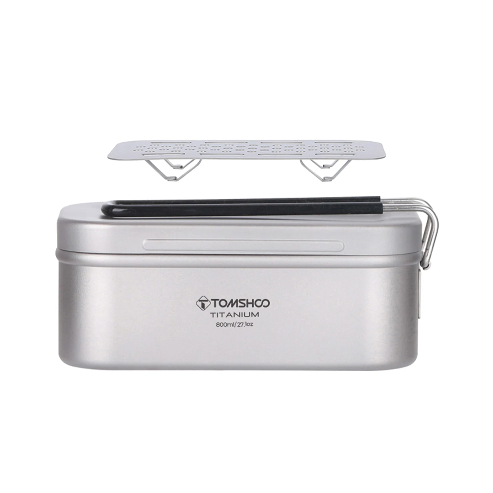 

TOMSHOO Lightweight Titanium Lunch Box 800ML Food Container Tin Box with Steaming Rack for Outdoor Camping Hiking BBQ Picnics
