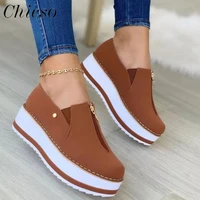 2022 new comfy loafers women summer shallow ladies zipper slip on platform shoes 35 43 large sized outdoor female casual shoes