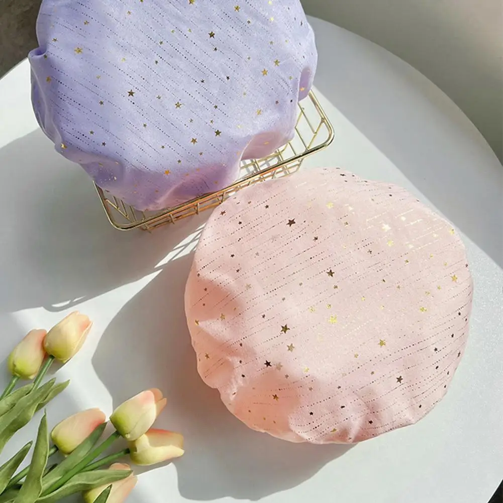 

Шапка для ванны модная Водонепроницаемая женская шапка для ванны с узором в виде звезд с наполнителем для дома шапка для ванны женская шапк...